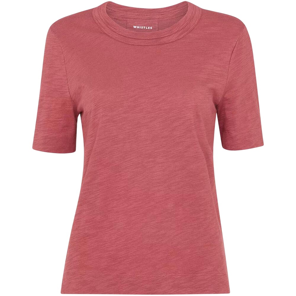 Whistles Dark Pink Rosa Double Trim T-Shirt Whistles Dark Pink Rosa Double Trim T-Shirt