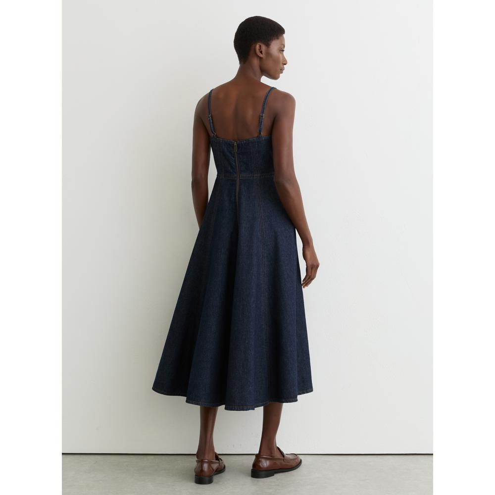 REISS Emma Denim Fit-and-Flare Midi Dress | Jarrolds, Norwich