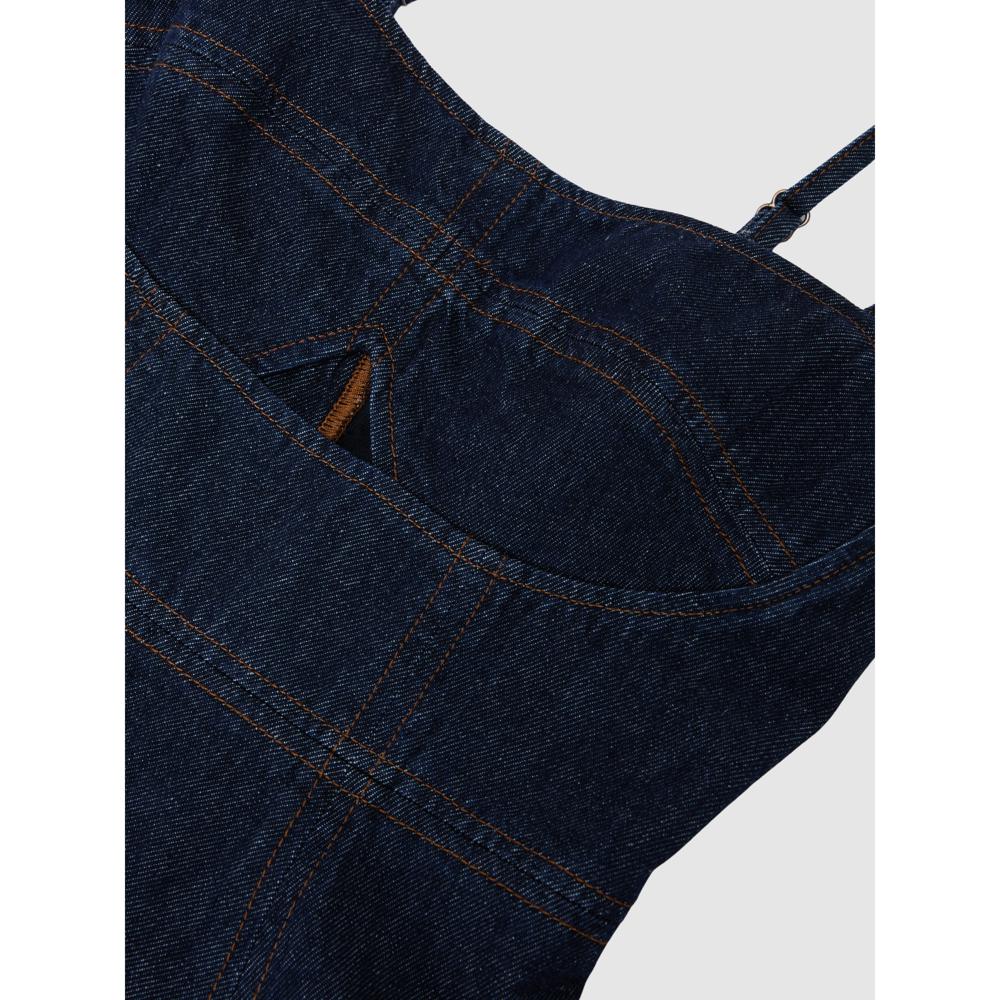 REISS Emma Denim Fit-and-Flare Midi Dress | Jarrolds, Norwich
