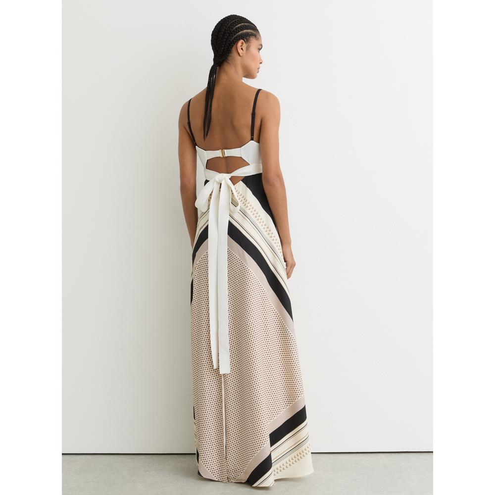 reiss backless dress Myra Scarf-Print Tie-Back Maxi Long sleeve Size:36 Sequined Cannes 2024: Eva Longoria 510 tall