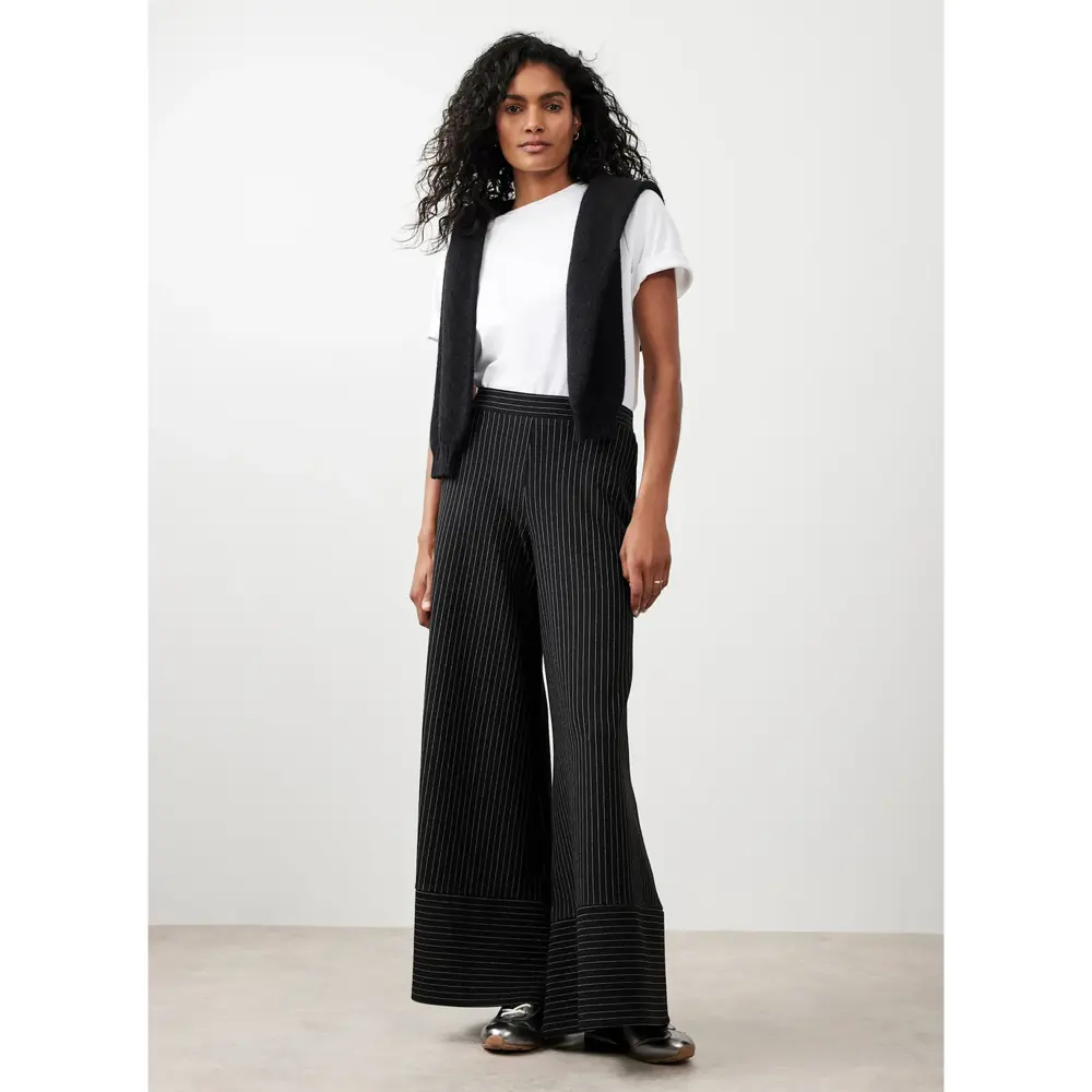 Mint Velvet Black Pinstripe Wide Trousers | Jarrolds, Norwich