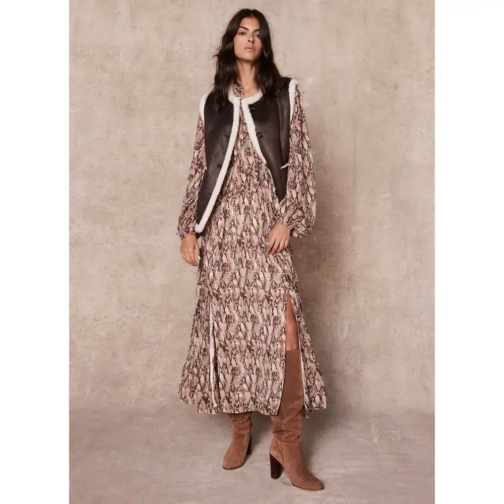 Mint Velvet Brown Snake Print Midi Dress | Jarrolds, Norwich