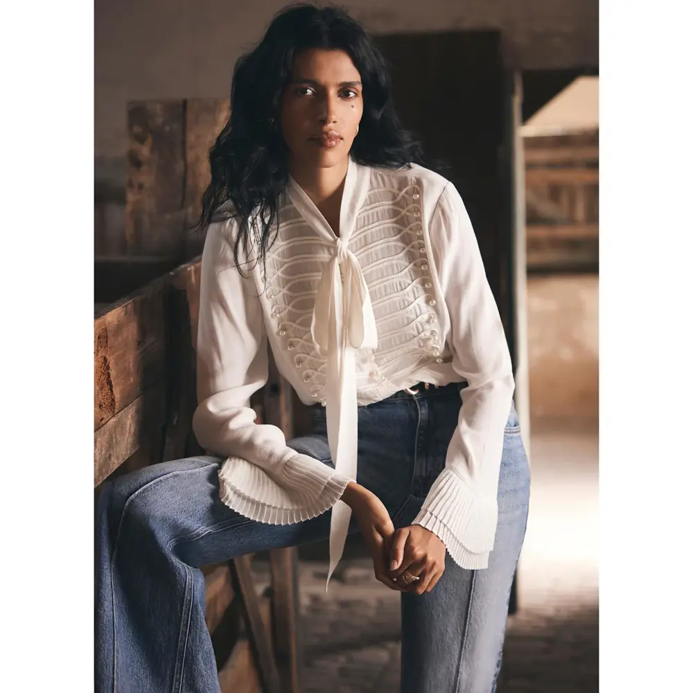 Mint Velvet Cream Pearl Detail Blouse Jarrolds, Norwich