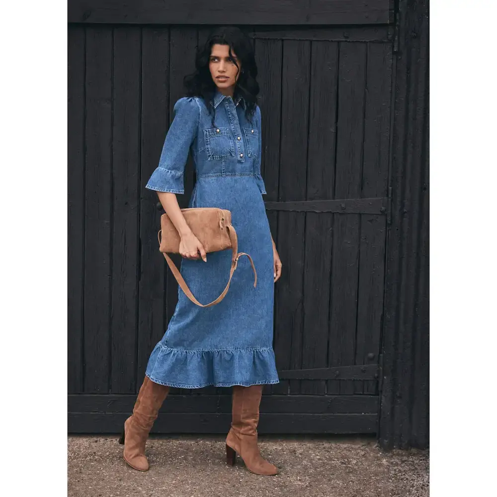 white christmas dresses Indigo Denim Midi Dress – Mint Velvet main image 0