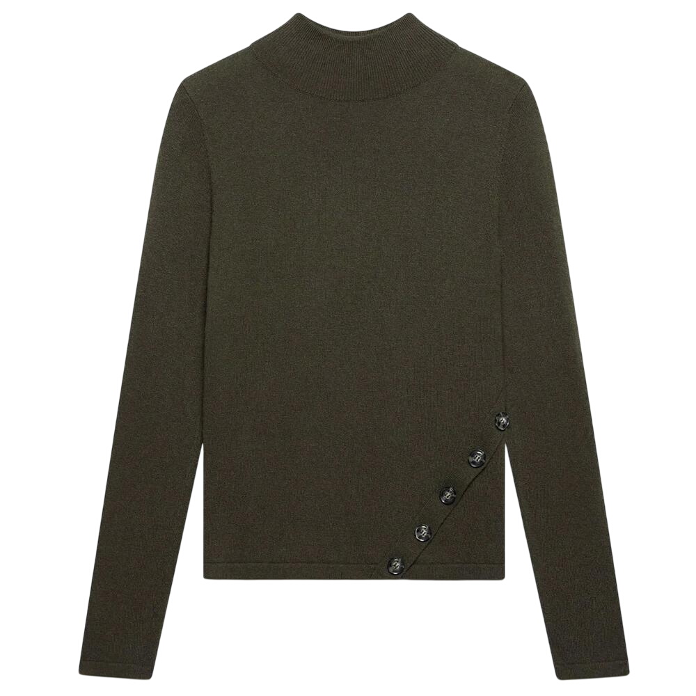 Mint Velvet Khaki Button Detail Top