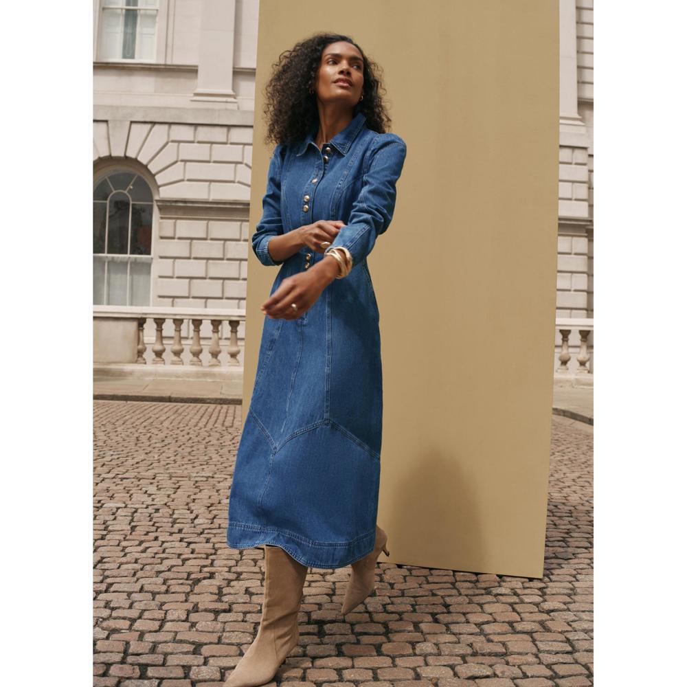 Mint Velvet Mid Indigo Denim Midi Shirt Dress