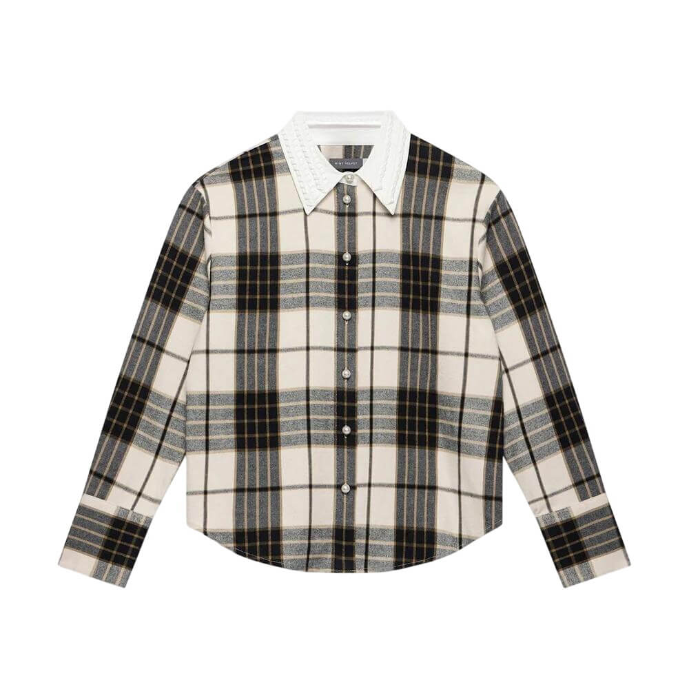 Mint Velvet Neutral Checked Cotton Shirt Jarrolds, Norwich