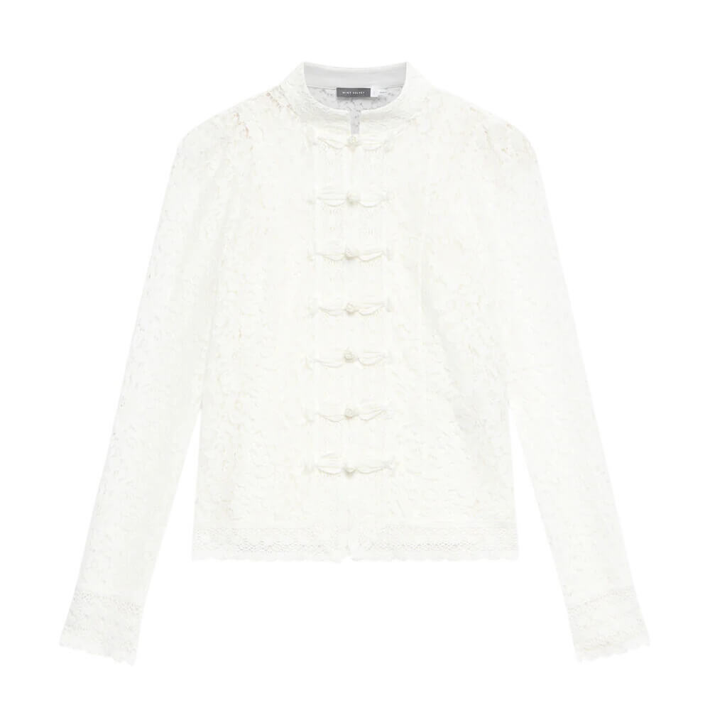 Mint Velvet White Lace Scallop Trim Top