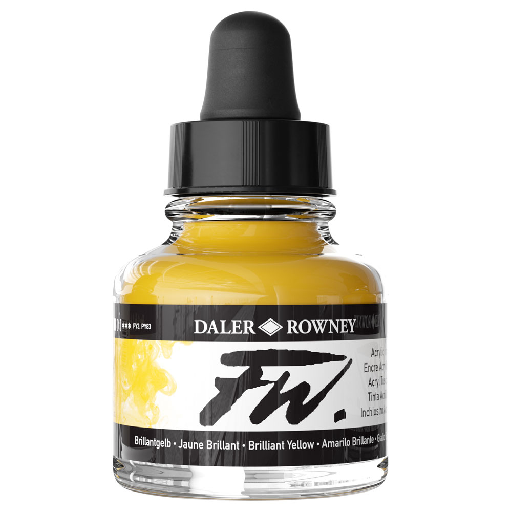 Daler Rowney FW Acrylic Ink 29.5ml - 29.5ML, BRILL YELLOW