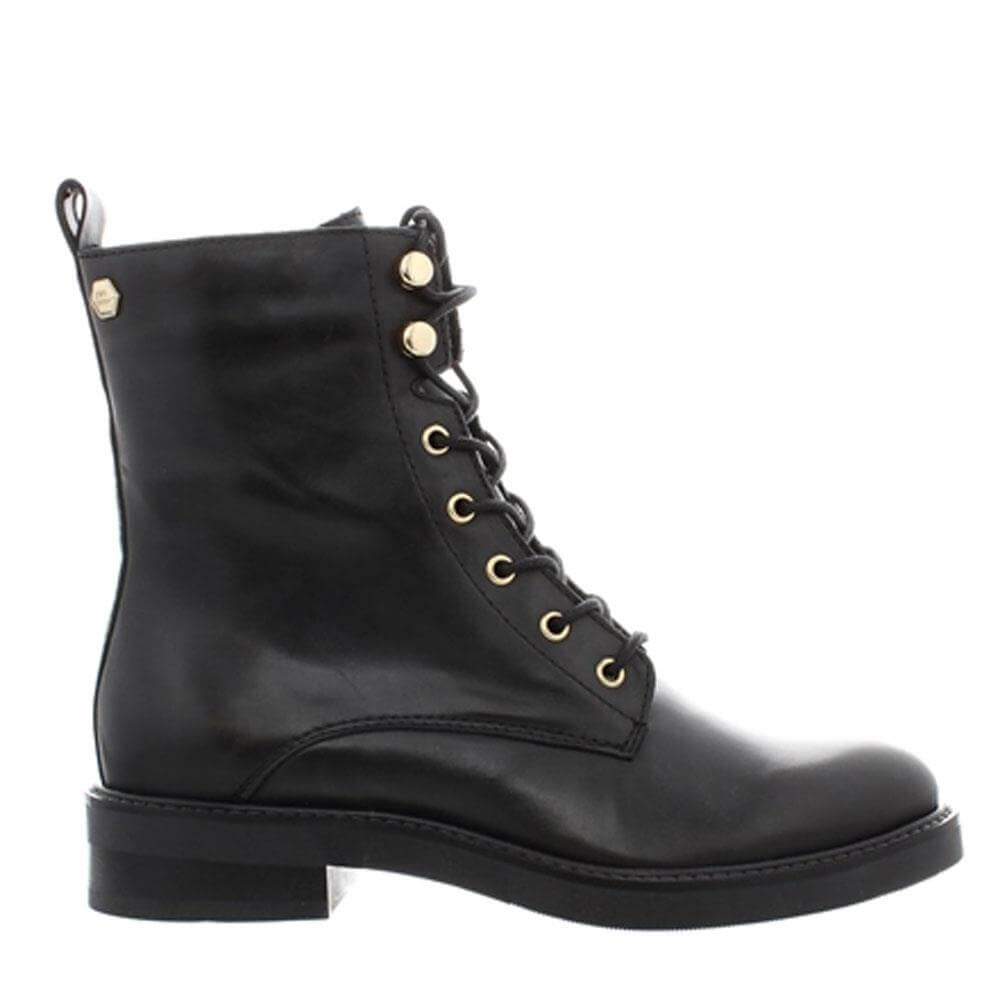 Carl Scarpa Roux Black Leather Lace Up Ankle Boots