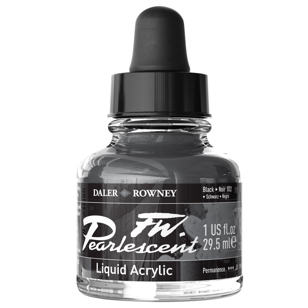 Daler Rowney FW Pearlescent Ink 29.5ml - 29.5ML, BLACK