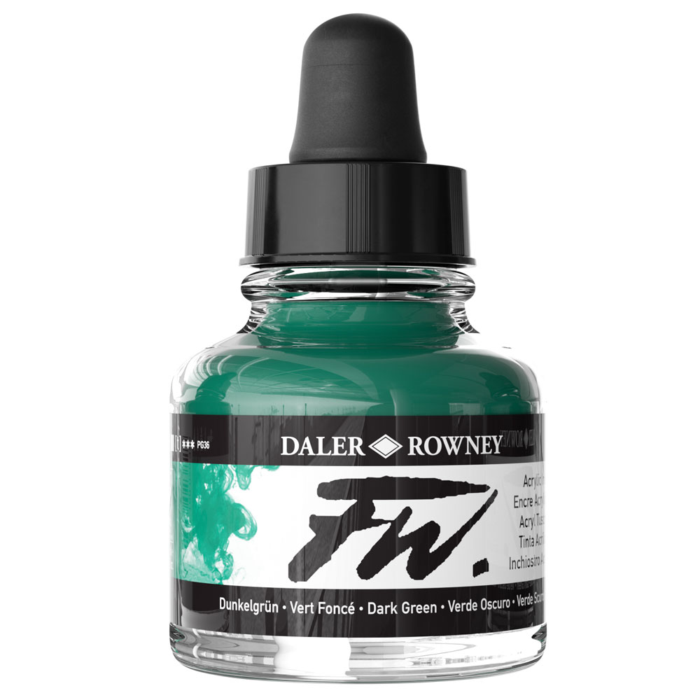 Daler Rowney FW Acrylic Ink 29.5ml - 29.5ML, DARK GREEN