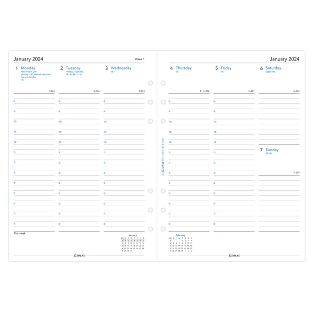 Filofax Day per Page English appointments Personal Diary - 2024