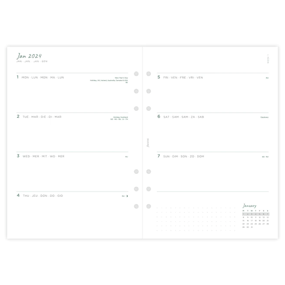 Filofax Personal Eco Week on Two Pages 2024 diary with tabs