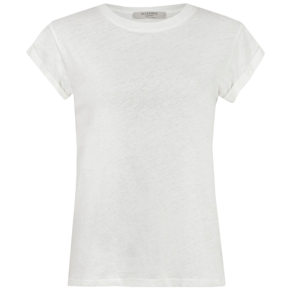 AllSaints Anna Crew Neck Short Sleeve T-Shirt Tee Top Organic Cotton Fashion Sustainable Eco Friendly - 16, WHITE
