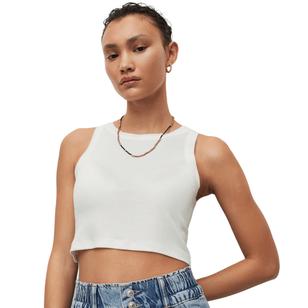 AllSaints Rina Cropped White Sleeveless Tank Top | Jarrolds, Norwich