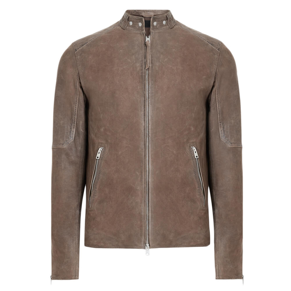 AllSaints Cora Leather Snap Back Collar Jacket | Jarrolds, Norwich