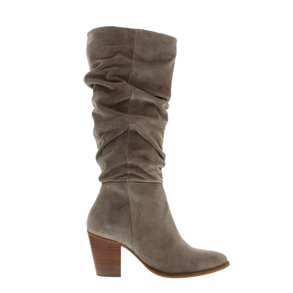 Carl Scarpa Ellis Grey Ruched Suede Long Ankle Boots | Jarrolds, Norwich