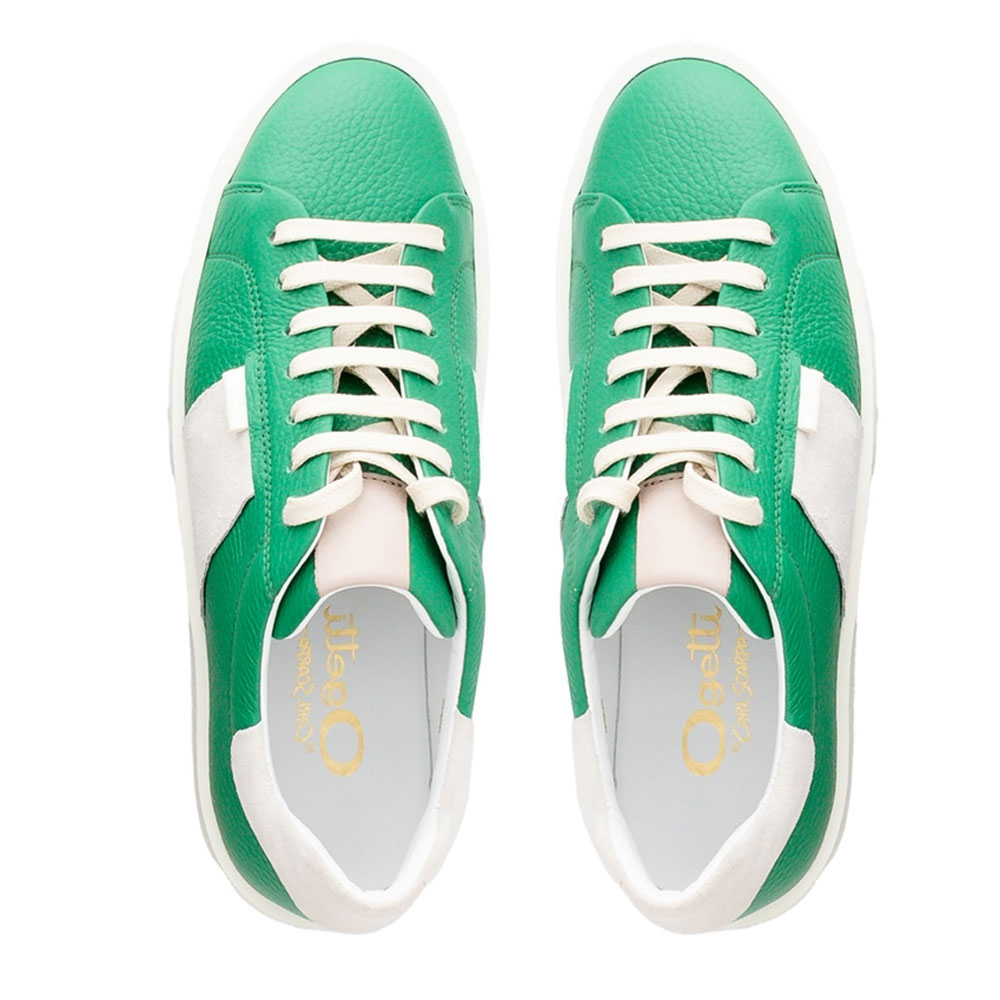 Green hot sale leather trainers