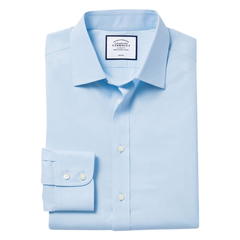 Charles Tyrwhitt Non-Iron Poplin Shirt - Sky Blue | Jarrolds, Norwich