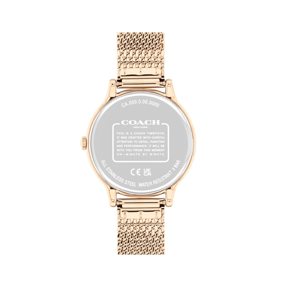 Coach Ladies Chelsea Rose Gold IP Pressed Mesh Bracelet Watch