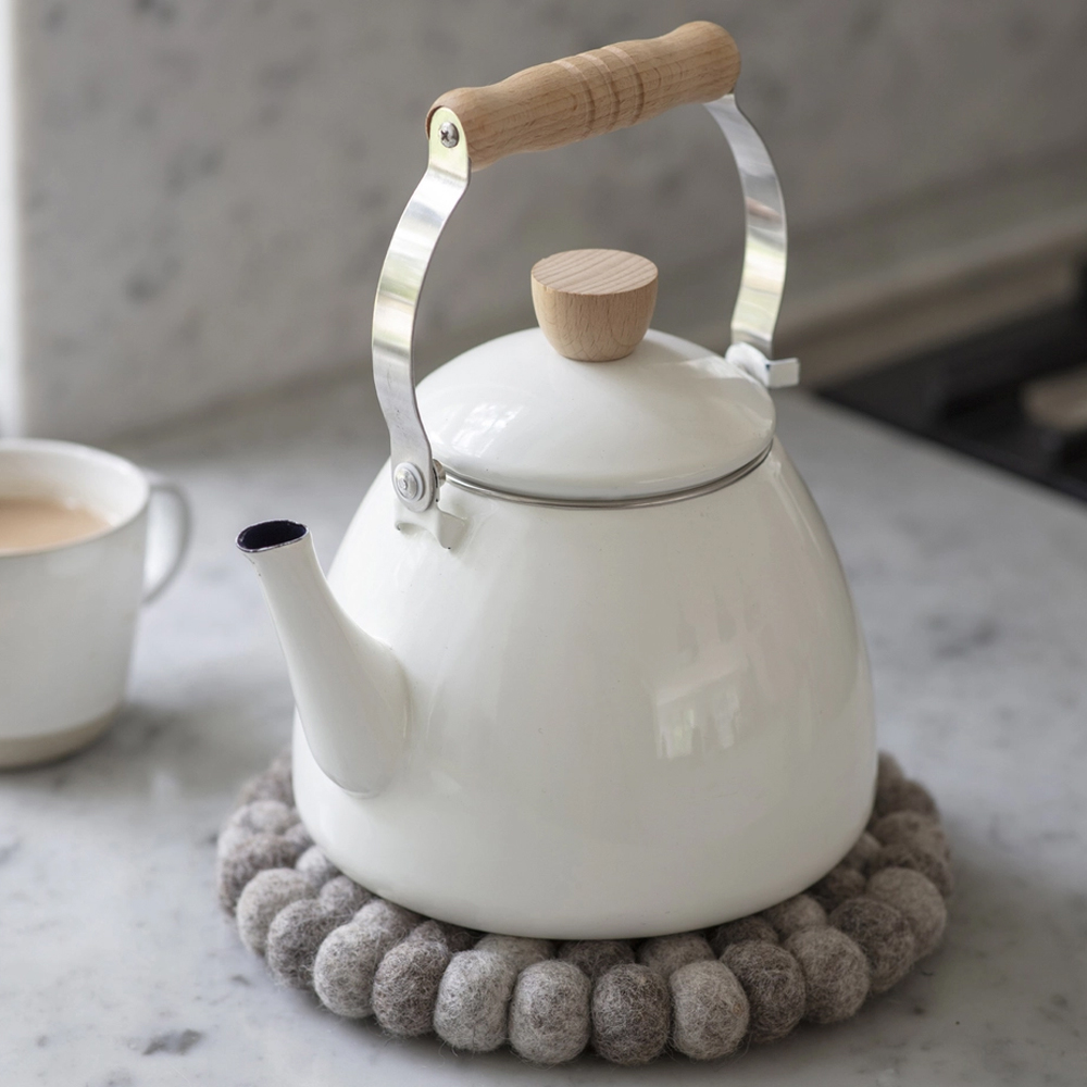 Garden Trading White Enamel Stove Kettle Jarrolds, Norwich