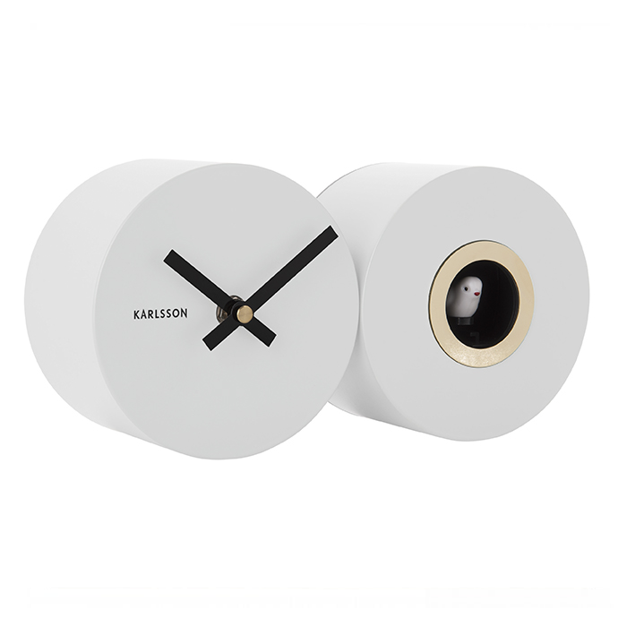 Present Time Karlsson Wall Clock Duo Cuckoo - WHITE