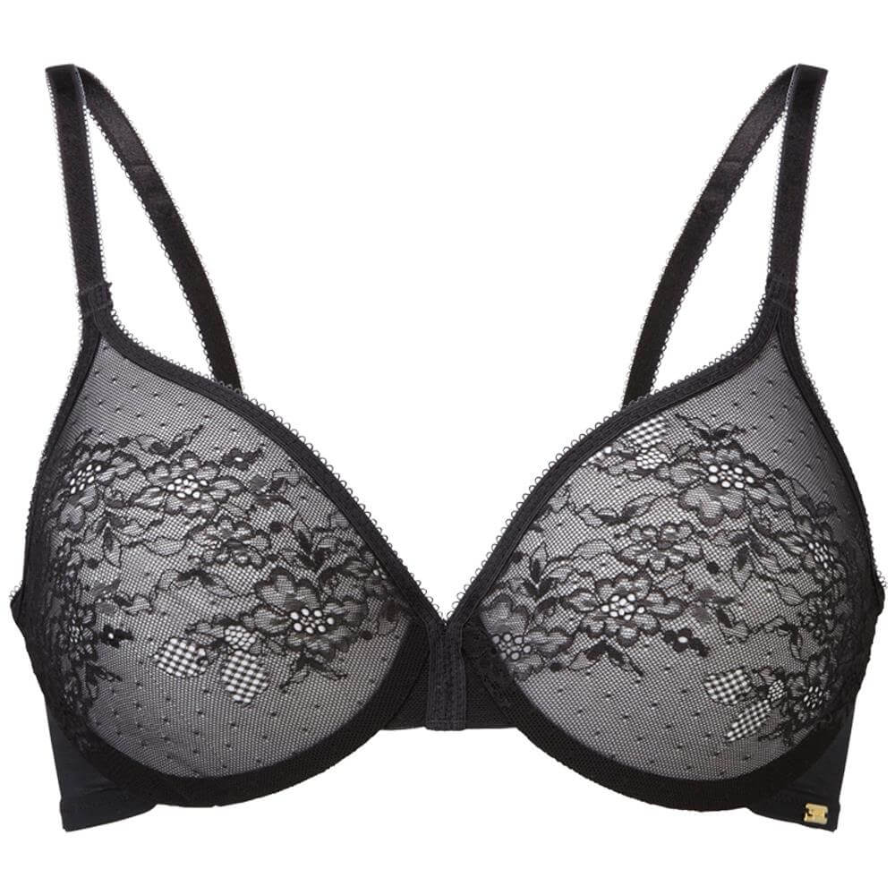 Gossard Glossies Lace Sheer Bra in Black (13001), Size 38FF, HerRoom.com