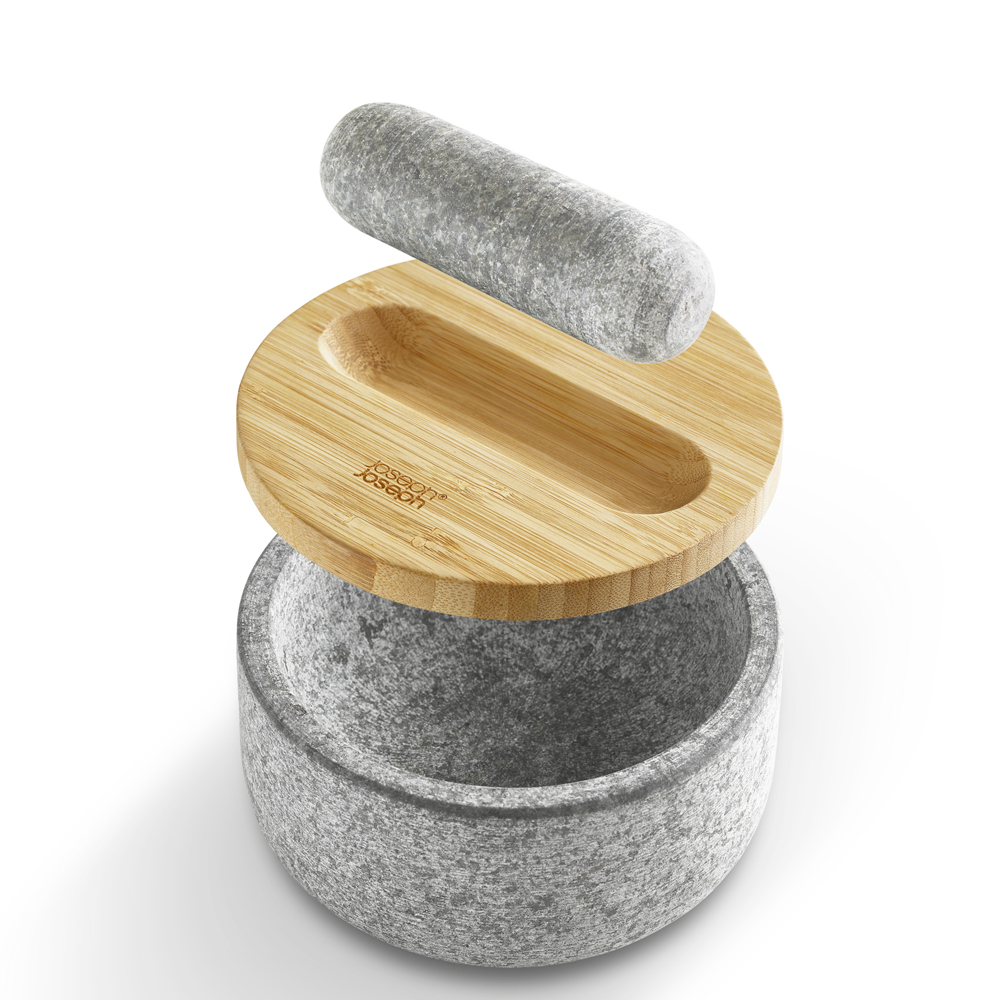 Creative Home Bamboo Mortar And Pestle Set - 4.25" Diameter For Grinding Herbs & Spices, Eco-Friendly