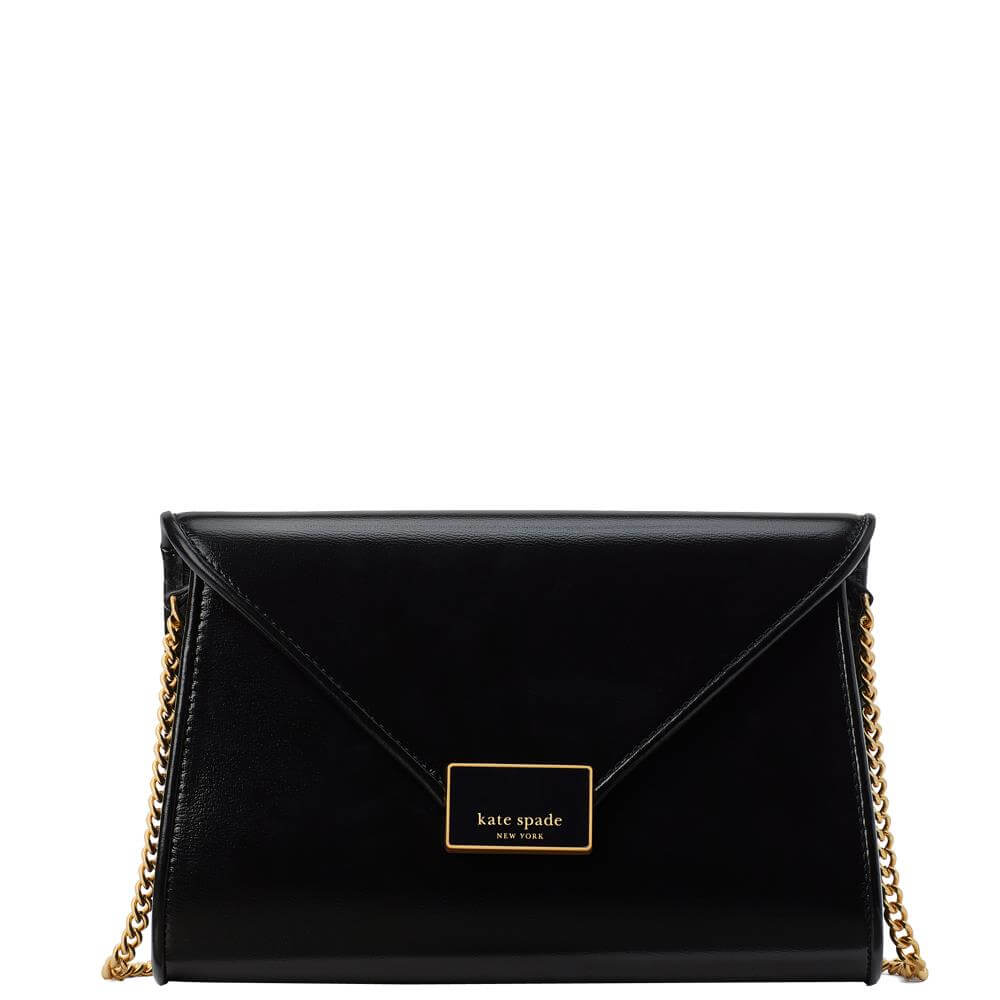 Kate Spade New York Anna Black Medium Envelope Clutch Bag | Jarrolds ...