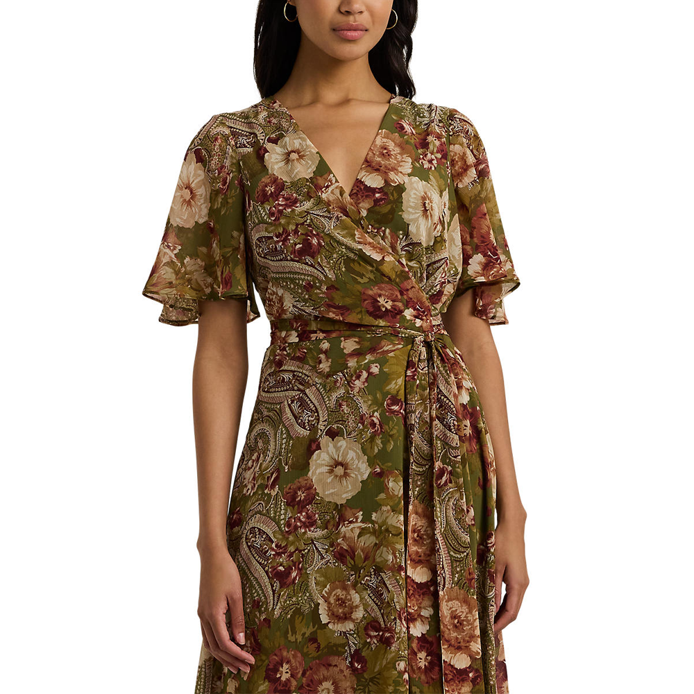 Lauren Ralph Lauren Floral Belted Crinkle Georgette Dress Jarrolds Norwich