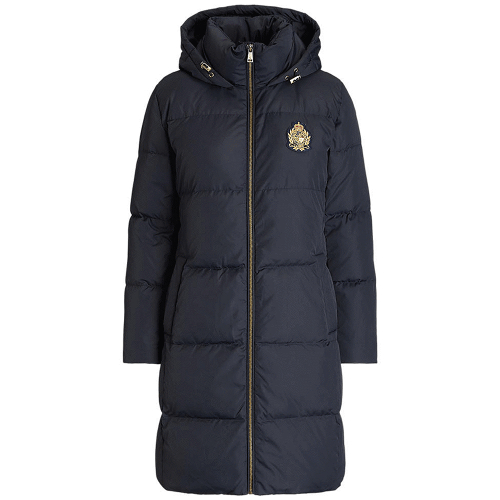 Lauren Ralph Lauren Crest-Patch Dark Navy Hooded Down Coat | Jarrolds,  Norwich