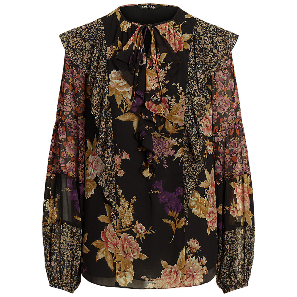 Lauren Ralph Lauren Floral Ruffle-Trim Georgette Blouse | Jarrolds, Norwich