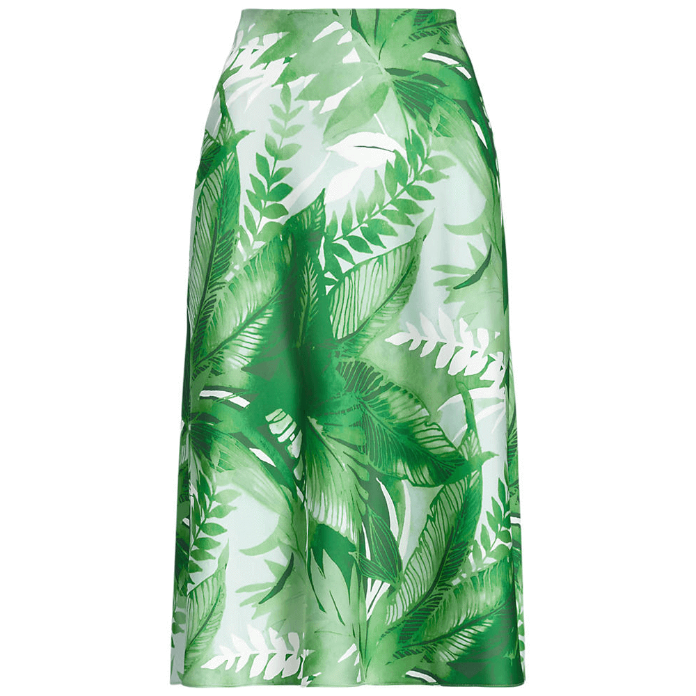 Lauren Ralph Lauren Palm Frond-Print Charmeuse Midi Skirt | Jarrolds ...
