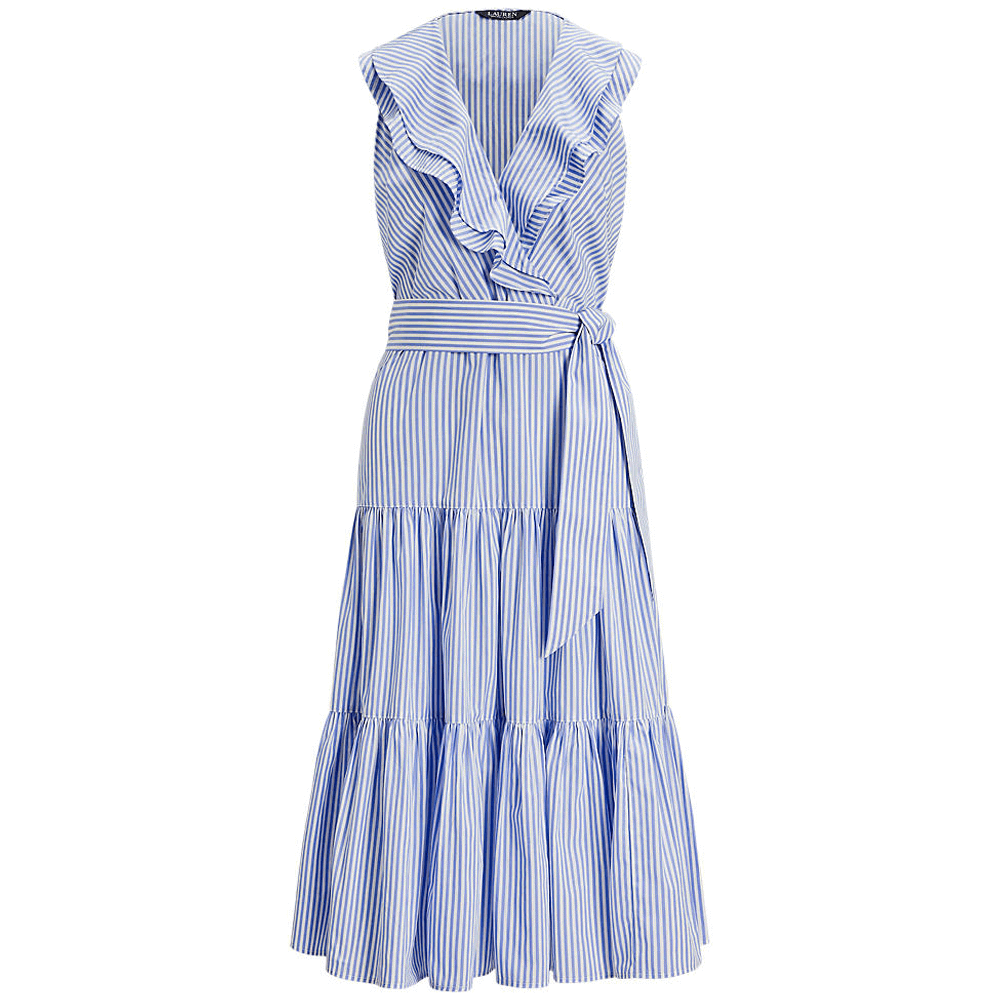 Lauren Ralph Lauren Striped Cotton Broadcloth Surplice Dress | Jarrolds ...