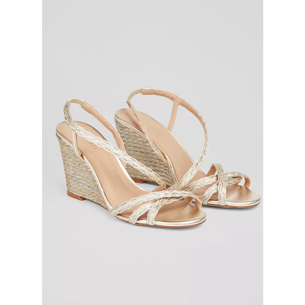 ANISE WEDGE 85 | Gold Liquid Leather Metal Wedge Mules | Summer Collection  | JIMMY CHOO