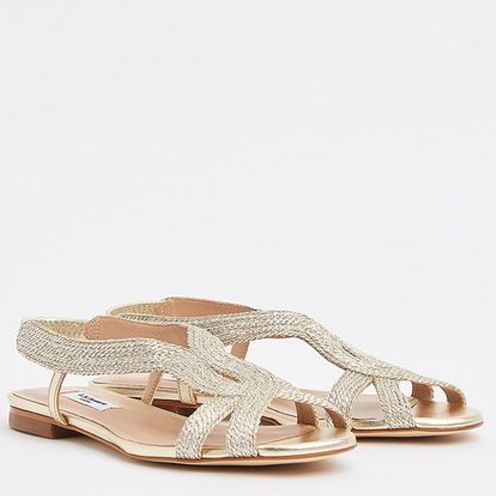 LK Bennett Renee Gold Lurex Rope Flat Sandals Jarrolds, Norwich