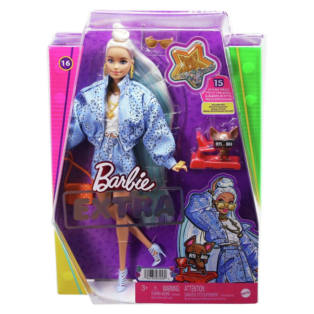 Barbie Fashionistas Doll with Long Pink Hair Wearing a Red Paisley