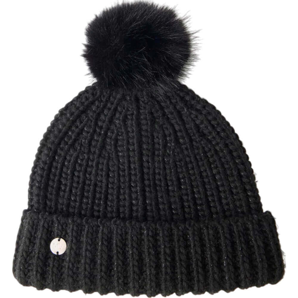 Mint Velvet Black Faux Fur Pom Pom Beanie Hat Jarrolds, Norwich
