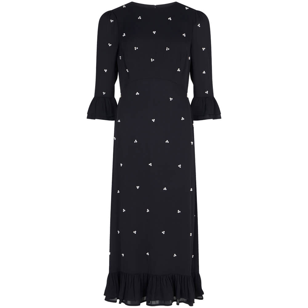 Mint Velvet Black Pearl Detail Midi Dress Jarrolds, Norwich