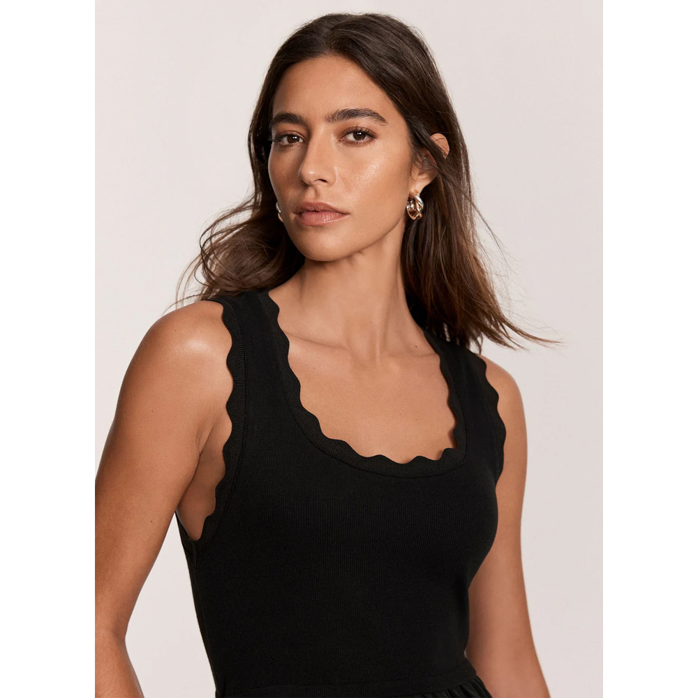 Mint Velvet Black Scallop Trim Midi Dress | Jarrolds, Norwich