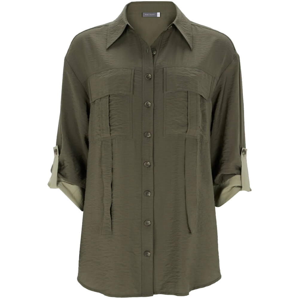 Mint Velvet Khaki Oversized Utility Shirt | Jarrolds, Norwich