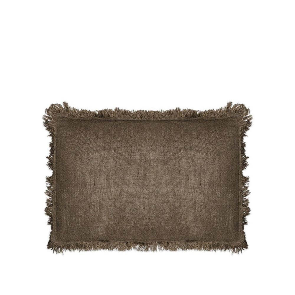 Nkuku Feo Linen Cushion Cover Charcoal Long