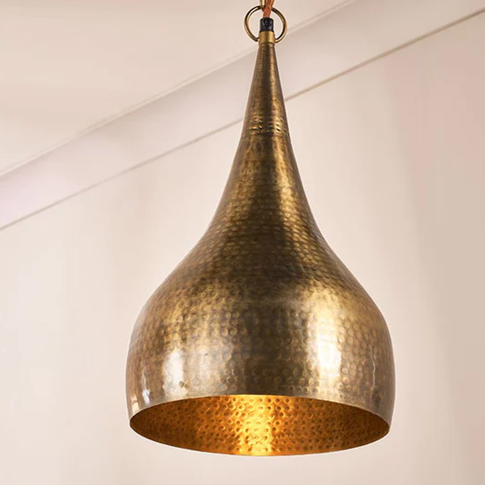 Quentin Knurled Brass Loft Pendant Light (Brass