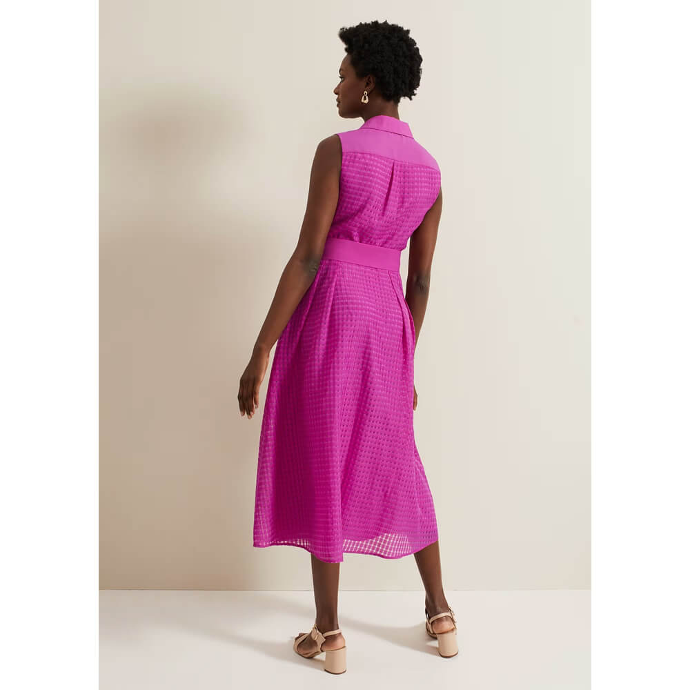 Phase Eight Carey Sleeveless Check Midi Dress Jarrolds, Norwich
