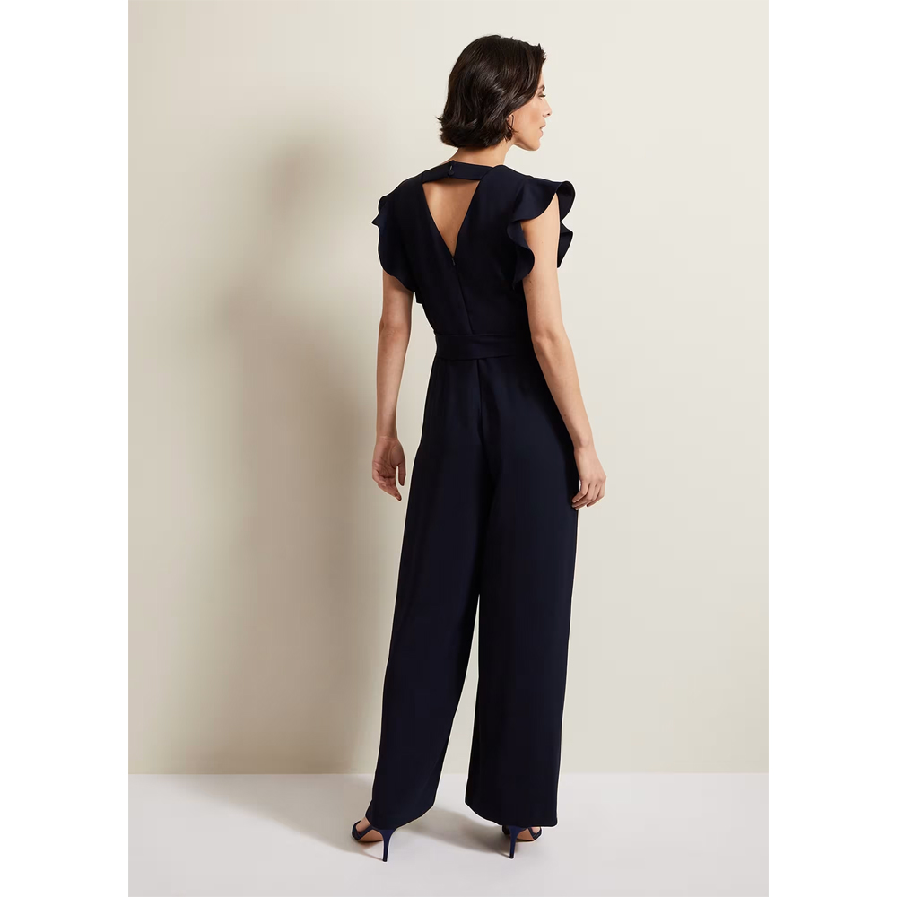 Phase Eight Kallie V Neck Frill Navy Jumpsuit Jarrolds, Norwich
