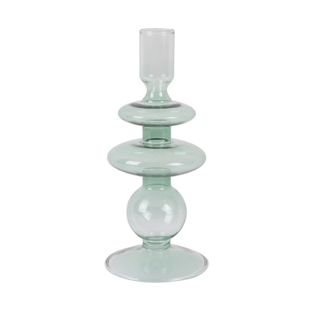 Present Time Candle Holder Glass Art Rings Medium Green Jarrolds, Norwich
