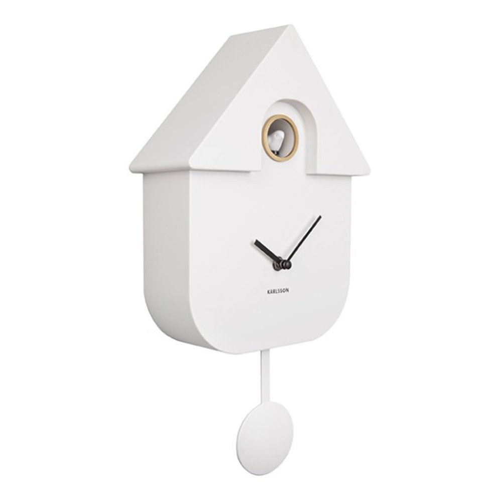 Present Time Karlsson Wall Clock Modern Cuckoo - WHITE