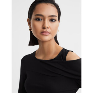 Reiss Lavinia Drape Shoulder Black Medium & Large