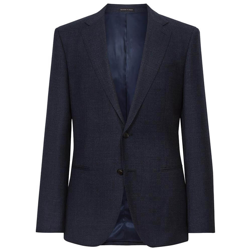 Men Navy Textured Skinny Fit Formal Blazer